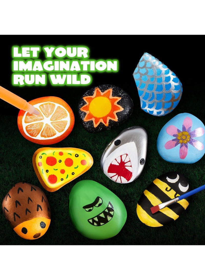ARNOTEC Glow in the Dark Rock Painting Kit for Kids – 10 Stones, 17 Paint Colors, Waterproof & Metallic Paints – DIY Arts and Crafts Gift for Boys and Girls Ages 4-12 - Image 4