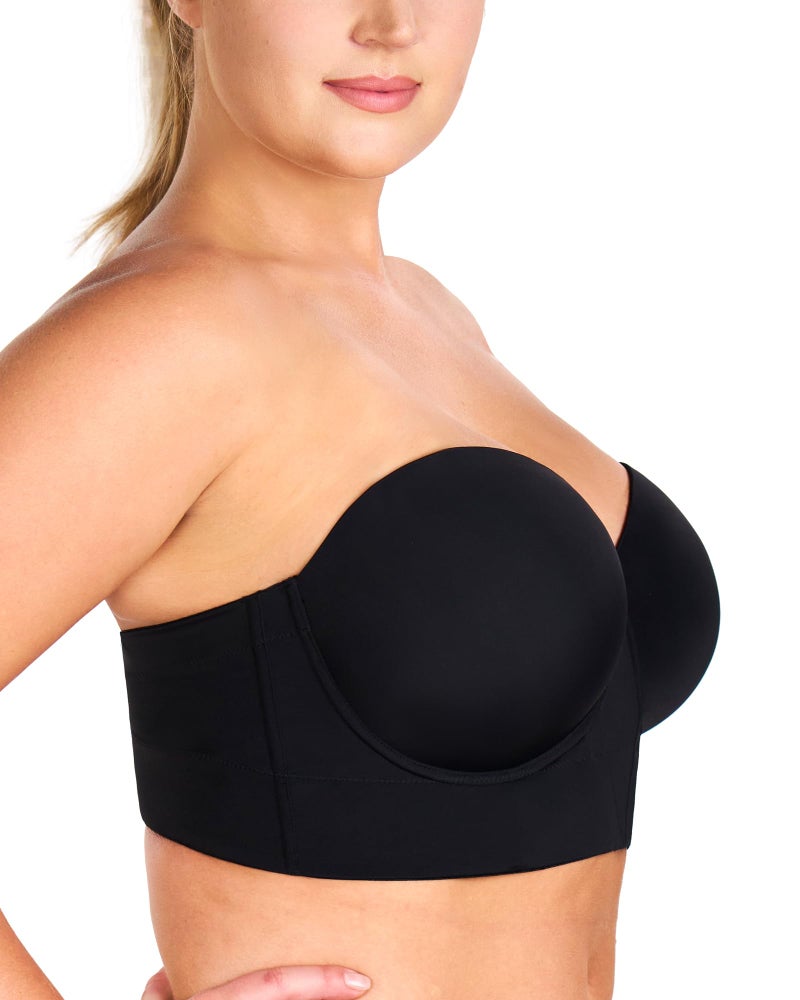 HSIA Strapless Bras for Women, Longline Corset for Large Bust Plus Size Supportive Bustier Minimizer Convertible Bandeau, Black 38D - Image 2
