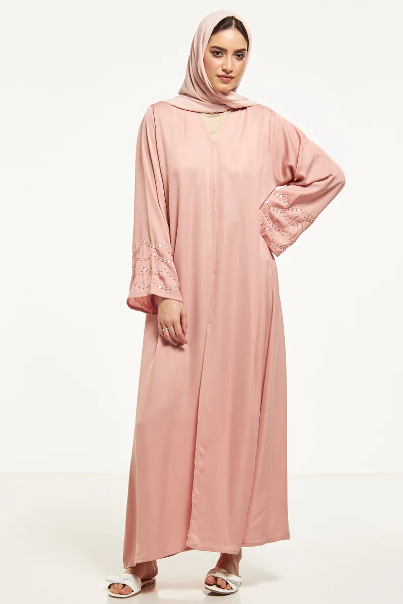 Moistreet Embellished Flared Sleeve Abaya