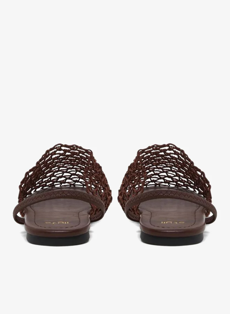 Styli  Women Brown Crochet Flat Slingback Sandals for Women | Best Price UAE