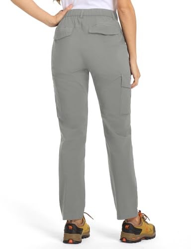 TBMPOY Womens Hiking Cargo Pants Lightweight Water Resistant Quick Dry Fishing Camping Travel Work Pant with 6 Pockets Medium Grey M - Image 3