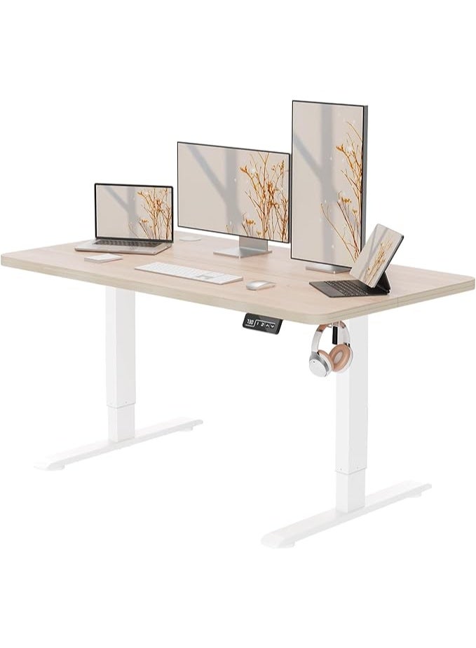 أنوفارا مكتب قائم بارتفاع قابل للتعديل، مكتب قائم بارتفاع سم، مكتب كمبيوتر قائم قابل للتعديل (بيج، 120 سم) - Image 1