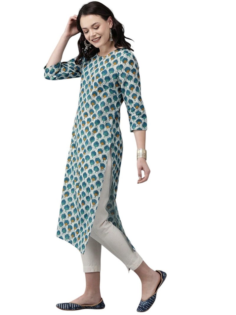 Jaffix Women's Rayon Blend Anarkali Printed Kurta with Pant & Dupatta & Printed,Women's Cotton Regular Fit,Lightweight Casual Wear (in, Alpha, L, Regular, Standard, Blue) - Image 1