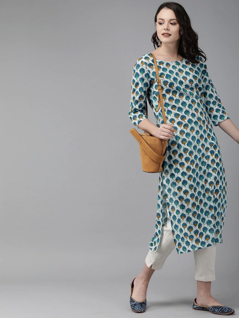 Jaffix Women's Rayon Blend Anarkali Printed Kurta with Pant & Dupatta & Printed,Women's Cotton Regular Fit,Lightweight Casual Wear (in, Alpha, L, Regular, Standard, Blue) - Image 4