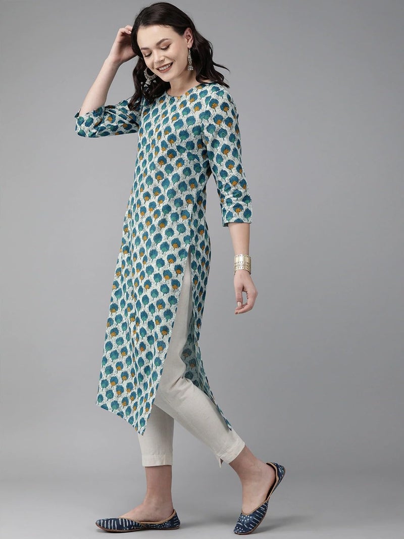 Jaffix Women's Rayon Blend Anarkali Printed Kurta with Pant & Dupatta & Printed,Women's Cotton Regular Fit,Lightweight Casual Wear (in, Alpha, L, Regular, Standard, Blue) - Image 2
