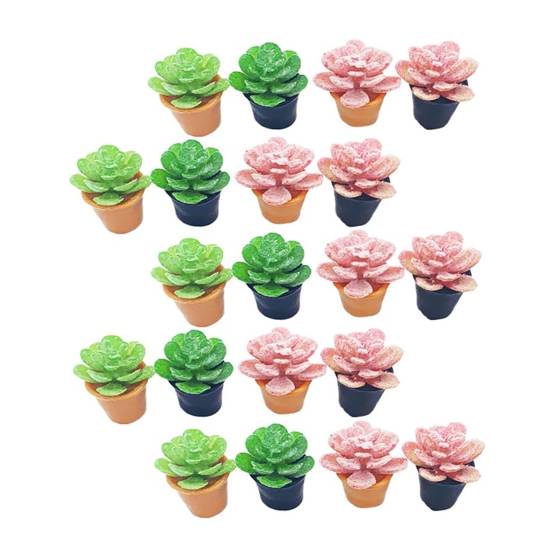 20Pcs Miniature Succulent Plants Artificial Bonsai Dollhouse Ornament DIY Home Decor - Image 2