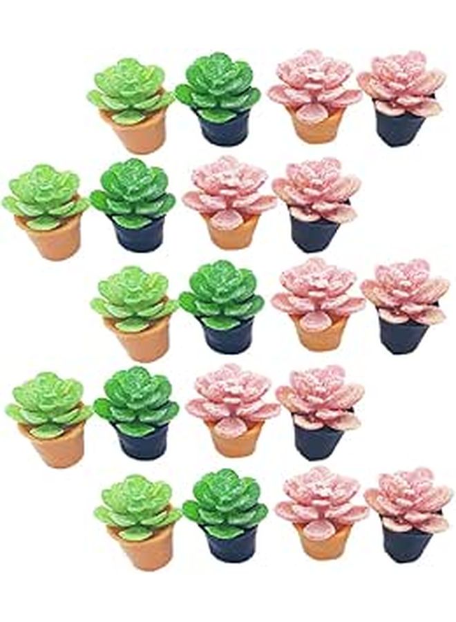 20Pcs Miniature Succulent Plants Artificial Bonsai Dollhouse Ornament DIY Home Decor - Image 1