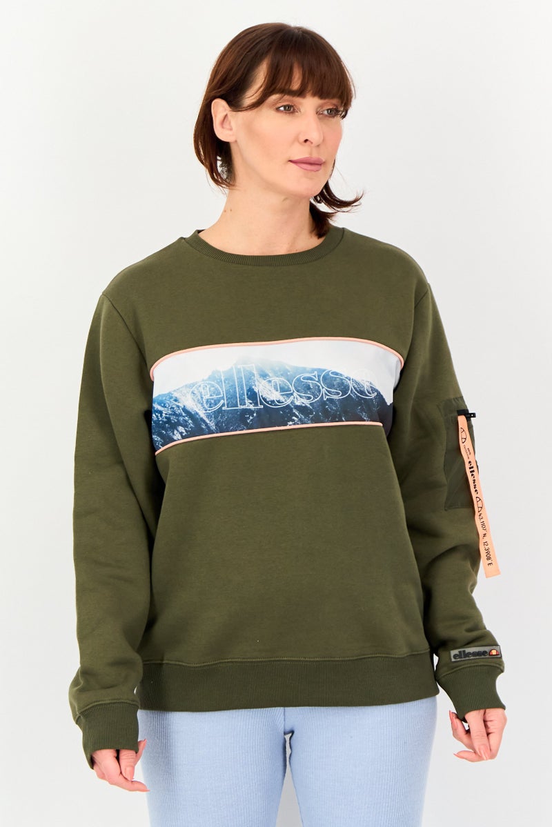 Ellesse Women Sportswear Fit Long Sleeve Outdoor Sweatshirt, Olive - Image 1