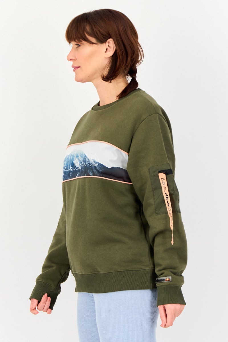 Ellesse Women Sportswear Fit Long Sleeve Outdoor Sweatshirt, Olive - Image 4