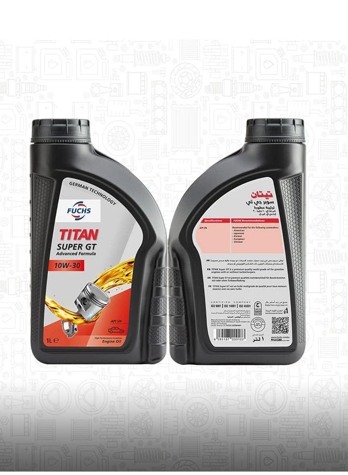 Fuchs Titan SUPER GT 10W-30 Engine Oil - Advanced German Formula for Superior Protection and Performance / (6 Packs * 1 Liter) - Image 2