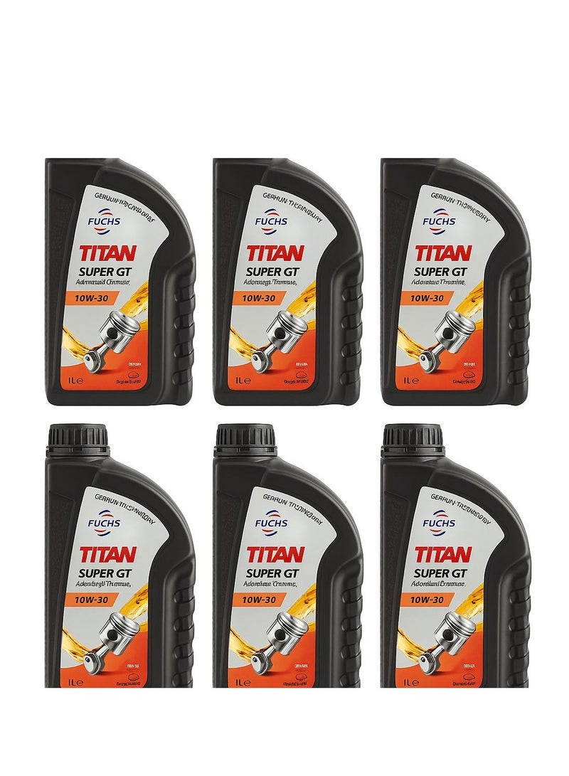Fuchs Titan SUPER GT 10W-30 Engine Oil - Advanced German Formula for Superior Protection and Performance / (6 Packs * 1 Liter) - Image 1