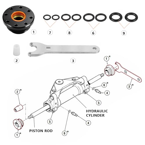 KOHUIPU HC5345 Seal Kit for SeaStar Hydraulic Steering Cylinder Seal Kit with Pin Wrench HS5157, Seastar Seal Kit compatible with HC5340, HC5341, HC5342, HC5343, HC5344, HC5346,HC6750, HC6751,HC6754,HC6755 - Image 3