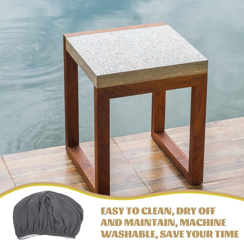 Ipetboom Square Footrest Stool Cover Large Grey Thick Fabric Stretch Footstool Protector Elastic Slipcover for Cube Seats Suitable for Living Room and Home Décor - Image 3