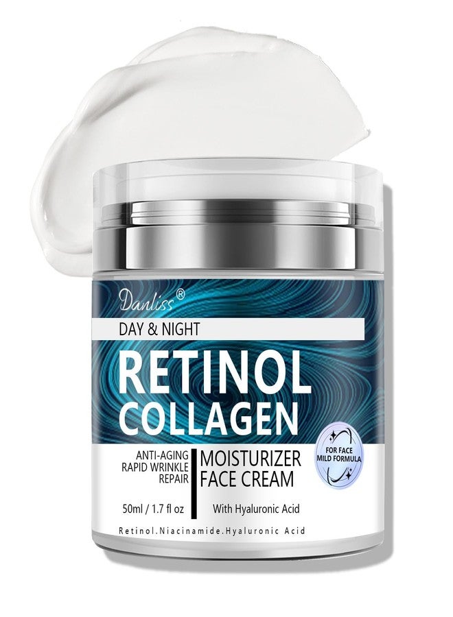 danliss Collagen Retinol Cream for Face with Hyaluronic Acid Day & Night Moisturizer Face Cream Skin Tightening Cream for Face & Neck Cream Lifting & Recovery Rapid Wrinkles Repair 1.7 Oz (blue, 2 bottle - Image 1
