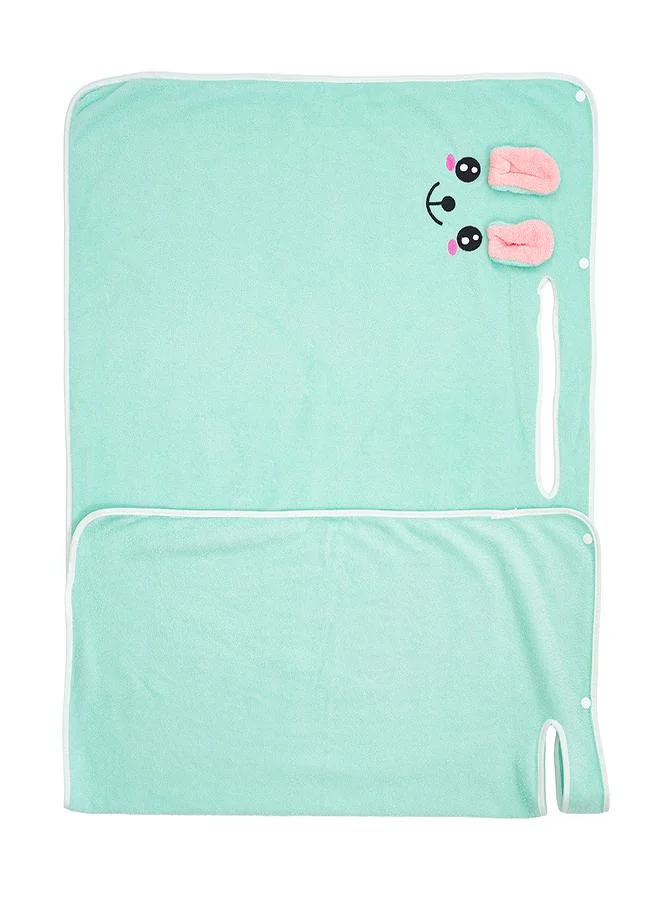 babyqlo Green Bunny 2pc Towel and Headband Set