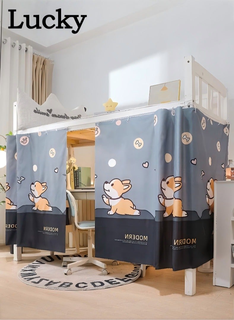 Lucky 2 Pcs Private Bed Curtain At The Bottom Of The Bunk Bed, Breathable And Dustproof Single Bed Blackout Curtain, Dormitory Family Bed Curtain, Can Cover 3 Sides - Image 1