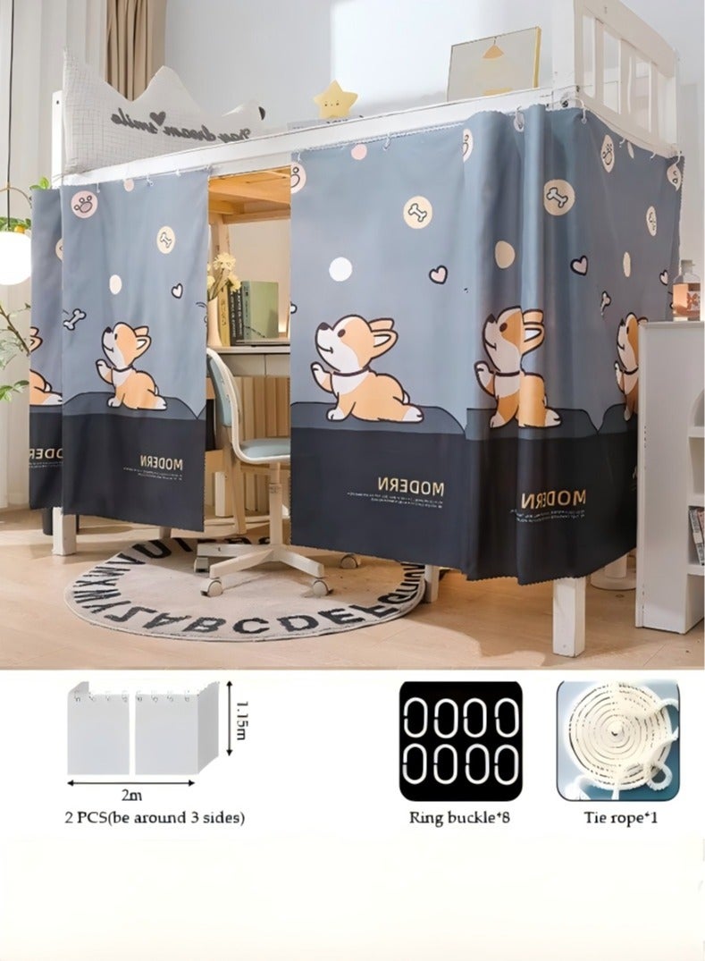 Lucky 2 Pcs Private Bed Curtain At The Bottom Of The Bunk Bed, Breathable And Dustproof Single Bed Blackout Curtain, Dormitory Family Bed Curtain, Can Cover 3 Sides - Image 2