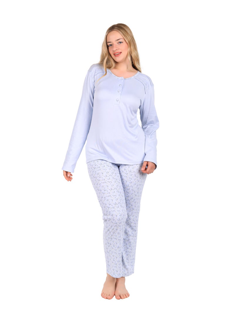 Dadoush Women's winter pajamas made of soft cotton, casual women's pajamas made of durable and beautiful fabric - Luxury women's winter pajama set from Dadoush - Two-piece women's cotton pajamas for more warmth and elegance. - Image 1