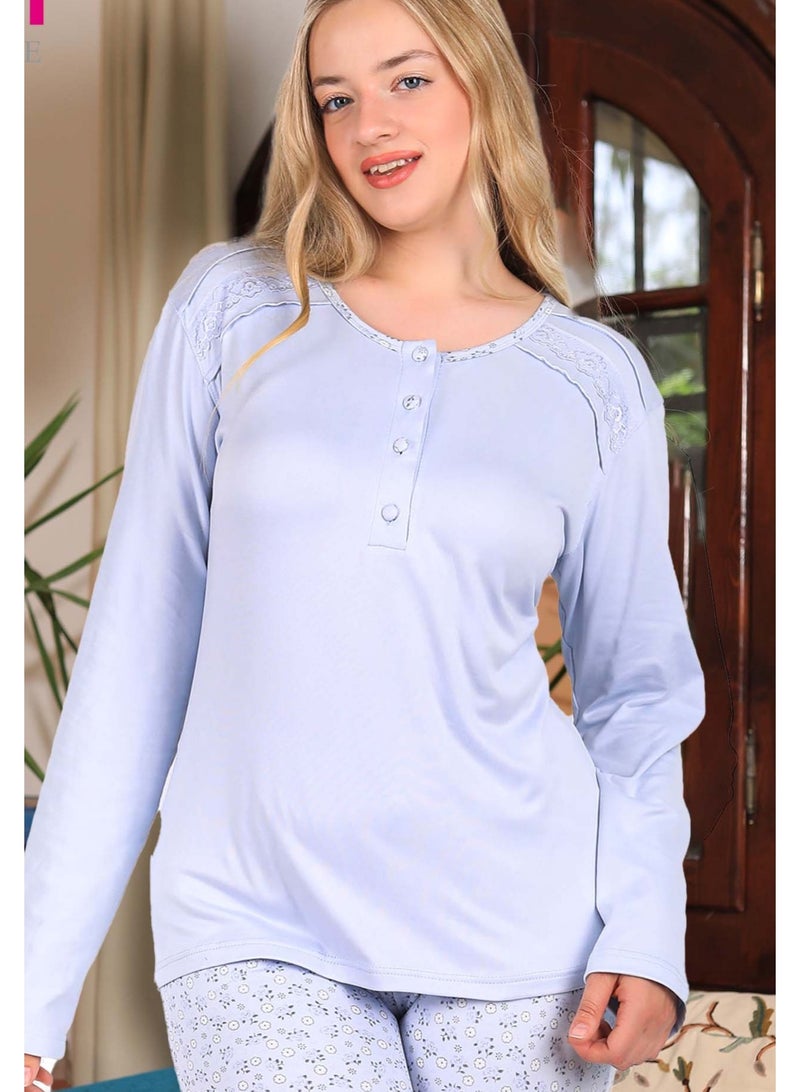 Dadoush Women's winter pajamas made of soft cotton, casual women's pajamas made of durable and beautiful fabric - Luxury women's winter pajama set from Dadoush - Two-piece women's cotton pajamas for more warmth and elegance. - Image 2