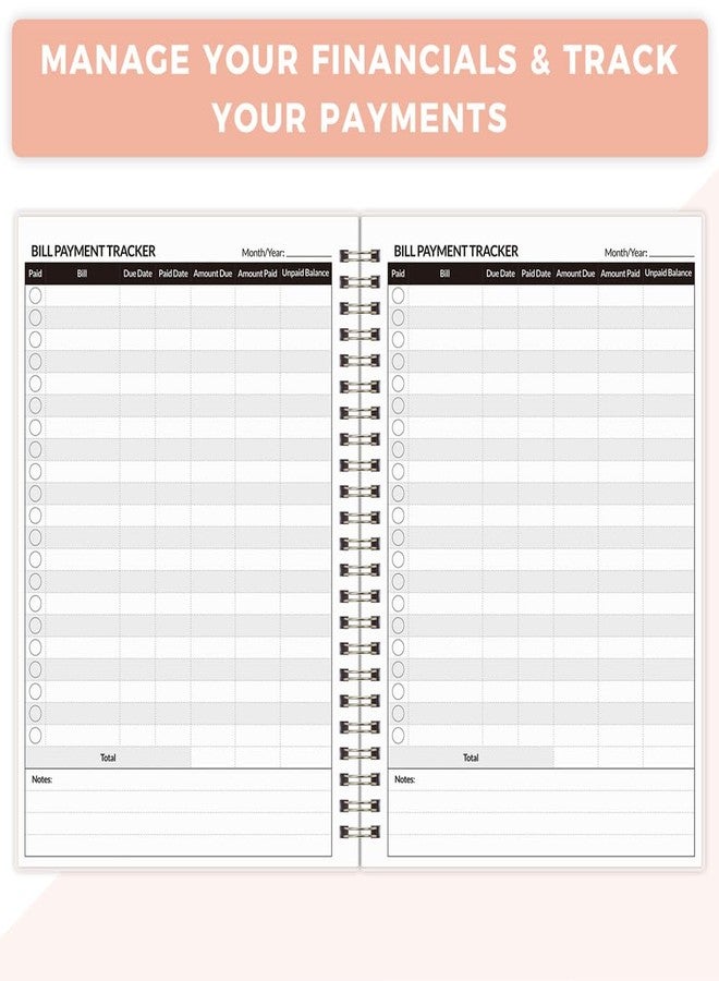 Skydue Bill Tracker Notebook, Monthly Bill Payment Checklist, 6" x 8.5", Bill Organizer with Back Pocket for Personal Budgeting Financial, 128 Pages - Image 2