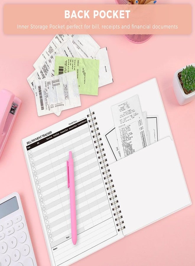 Skydue Bill Tracker Notebook, Monthly Bill Payment Checklist, 6" x 8.5", Bill Organizer with Back Pocket for Personal Budgeting Financial, 128 Pages - Image 3