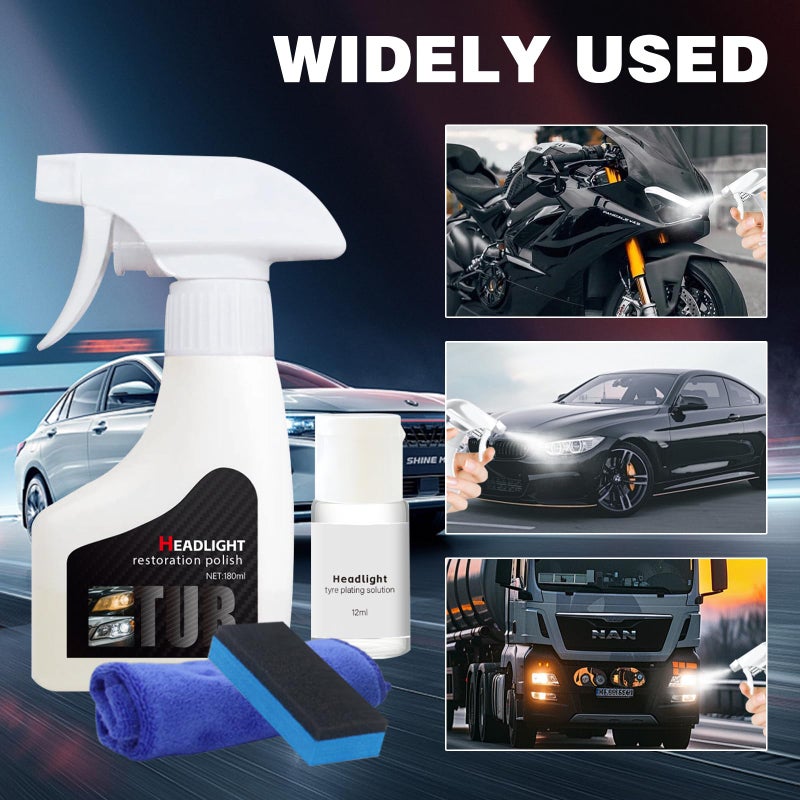 Botou 2026 New Headlight Restoration Kit, Headlight Cleaner and Restorer Spray, Automotive Headlight Cleaner Oxidized and Yellowed Head Light Restoring Kit, with 10ml Coating Agent, Towel and Sponge (1Set) - Image 5