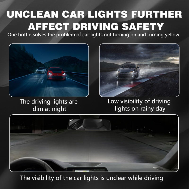 Botou 2026 New Headlight Restoration Kit, Headlight Cleaner and Restorer Spray, Automotive Headlight Cleaner Oxidized and Yellowed Head Light Restoring Kit, with 10ml Coating Agent, Towel and Sponge (1Set) - Image 3