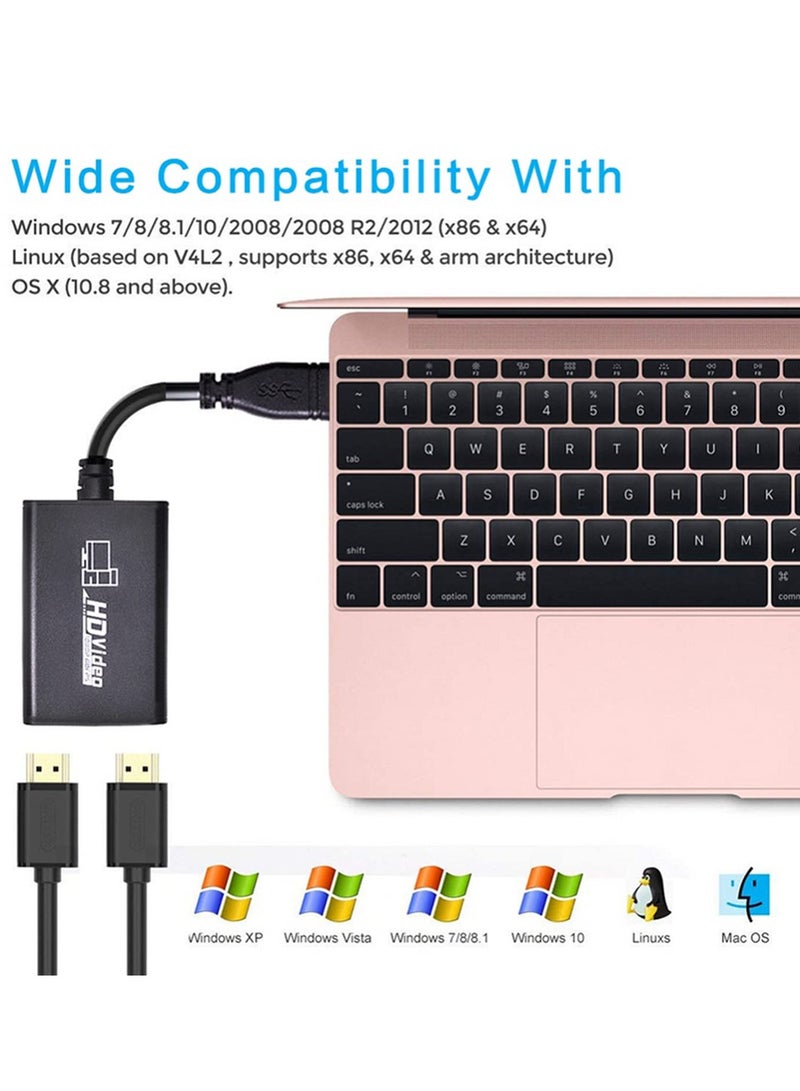صندوق تسجيل فيديو ألعاب بدقة 1080P لبث مباشر، دونجل متوافق مع HDMI إلى USB 3.0 لجهاز PS3 و PS4، تشغيل/تسجيل في نفس الوقت مع كاميرا - Image 4