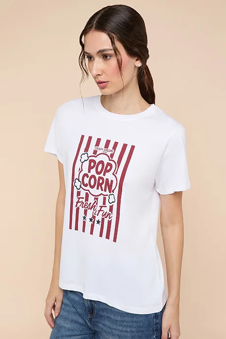 أر أند بي Printed T-Shirt with Crew Neck and Short Sleeves