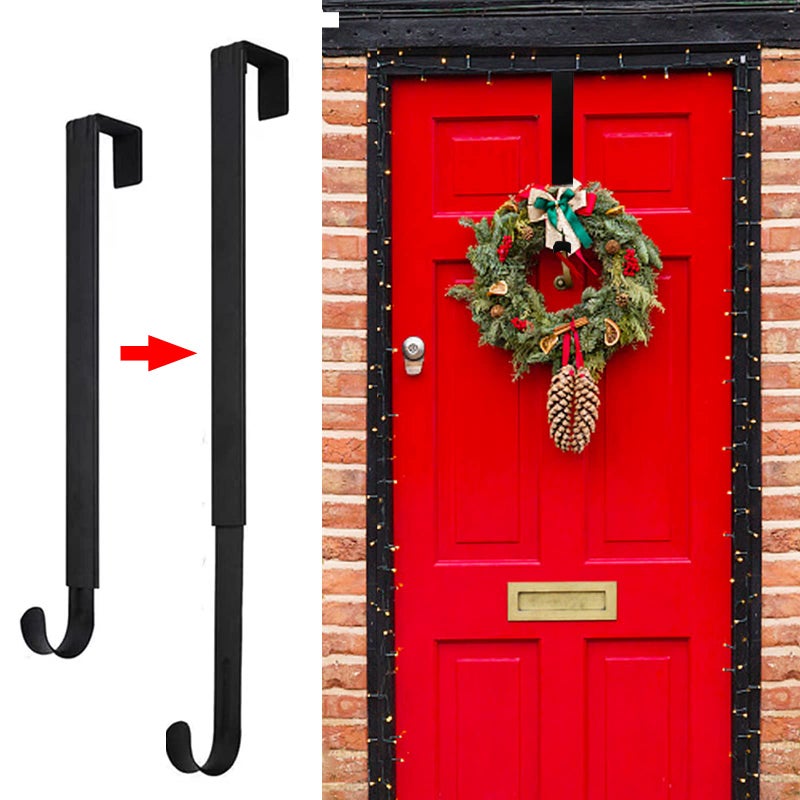 Wreath Hanger for Front Door Adjustable Wreath Hanger from 15 to 25 Inches Wreath Hangers 20 lbs Larger Door Upgrade Wreath Hanger Black