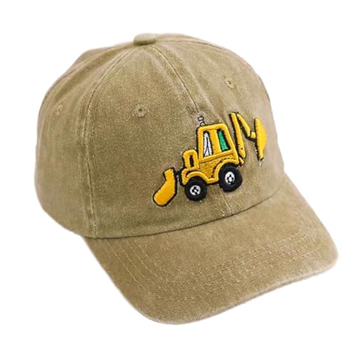 GUSTAVE® Kids Baseball Cap for Boys & Girls, Cartoon Embroidery Cotton Sun Hat with Adjustable Metal Buckle, UV Protection Wide Brim, Lightweight Summer Outdoor Fashion Cap for 3-8 Years Old, Khaki - Image 1