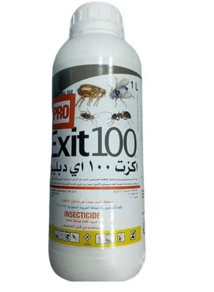 Exit 100 EW Insecticide to Combat Cockroaches Ants Bed Bugs Fleas and Mosquitoes 1 Liter