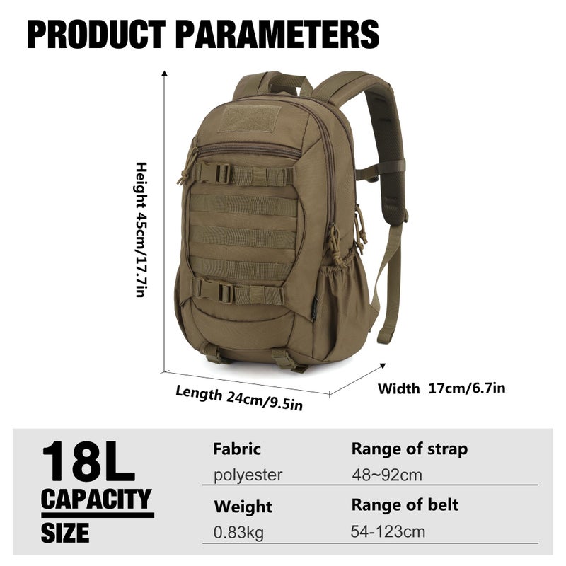 Mardingtop Tactical Molle Backpack for Men 18L EDC Hiking & Motorcycle Backpack - Image 2