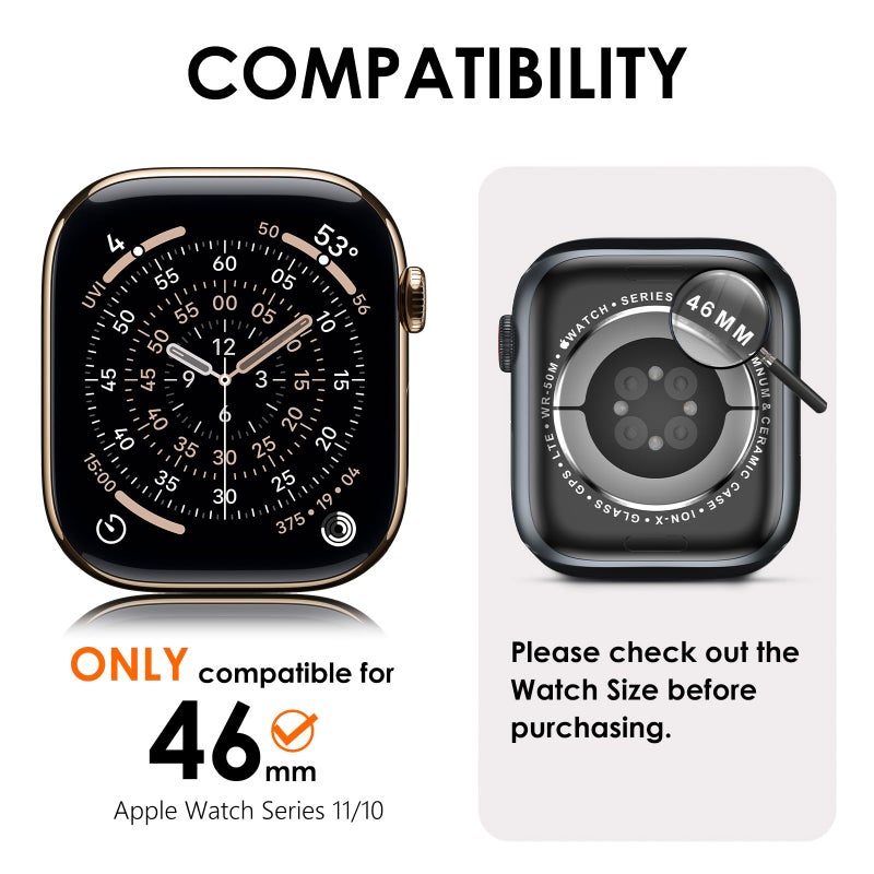 KADES 3-Pack Bling Cases Compatible with Apple Watch Series 11 10 46mm Full Diamond with Built-in Screen Protector for Apple Watch (46mm, Rose Gold/Iridescent/Clear) - Image 2