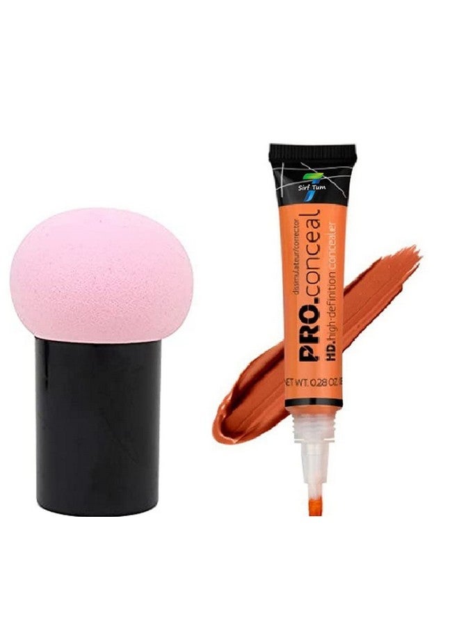 SIRF TUM 7 PROFESSIONAL FIT KISS PARTY PRO HD WATERPROFF NATURAL LOOK CORRECTOR CONCEALER CREAM (ORANGE)+ MUSHROOM BLENDER SOFT POWDER -PUFF MAKEUP FOUNDATION BLENDER NATURAL LOOK