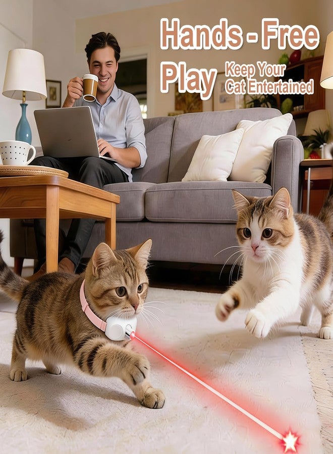 Walfront Cat Toys, Interactive Pink Light-Up Collar with Automatic Chasing, USB Rechargeable Adjustable Fit 9.1-13.4in, Indoor Play for Kittens & Adult Cats, Fun Exercise & Boredom Relief - Image 2