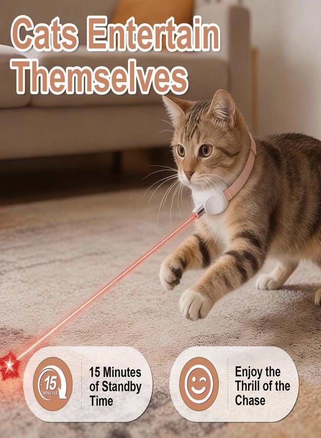Walfront Cat Toys, Interactive Pink Light-Up Collar with Automatic Chasing, USB Rechargeable Adjustable Fit 9.1-13.4in, Indoor Play for Kittens & Adult Cats, Fun Exercise & Boredom Relief - Image 3