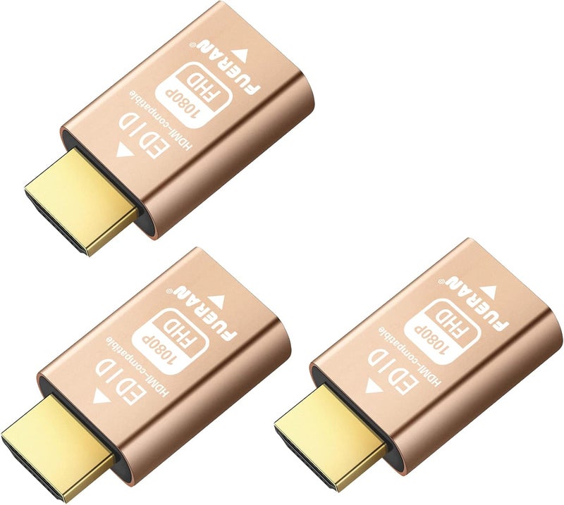 فييران مثبت إشارة تمرير HDMI (شاشة قفل EDID) Mac Thunderbolt عبر محاكي DDC EDID للاستخدام مع مقسمات الفيديو ومستقبلات AV والمفاتيح وأجهزة التمديد (مناسب للرأس) 1920x1080@60Hz (عبوة من 3) - Image 1