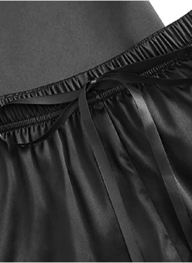 Generic - Large Nightwear Women's Lace Satin Sleepwear Cami Top and Shorts Lace Trim Strap Pajama Set - Image 1