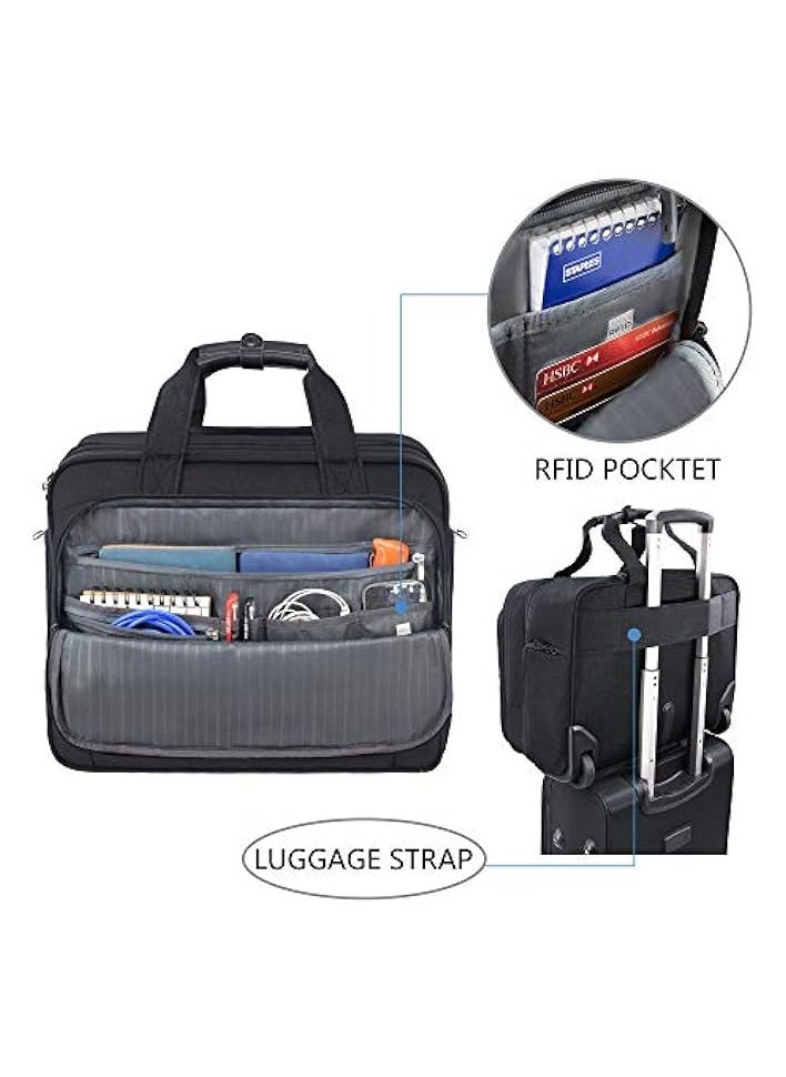 KROSER - KROSER Rolling Laptop Bag Premium Wheeled Briefcase Fits Up to 17.3 Inch Laptop Water-Proof Overnight Roller Case Computer Bag with RFID Pockets for Travel/Business/School/Men/Women-Black - Image 1