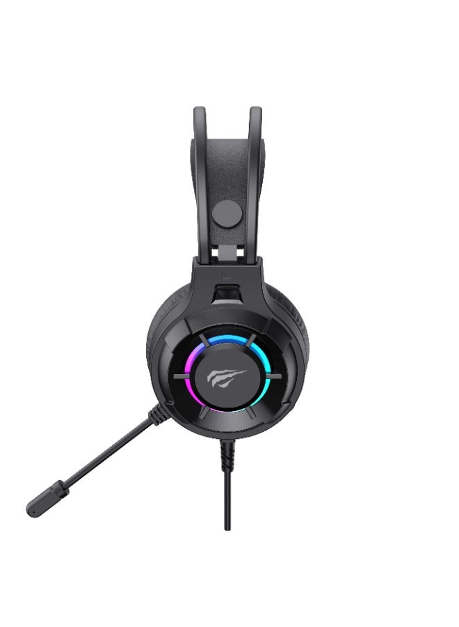 هافيت سماعة الألعاب السلكية Havit H2049D RGB فوق الأذن مع ميكروفون قابل للفصل وصوت محيطي 3.5 مم - Image 4