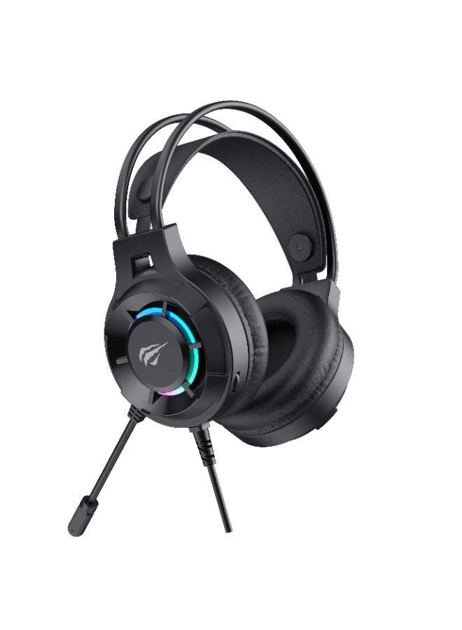 هافيت سماعة الألعاب السلكية Havit H2049D RGB فوق الأذن مع ميكروفون قابل للفصل وصوت محيطي 3.5 مم - Image 5