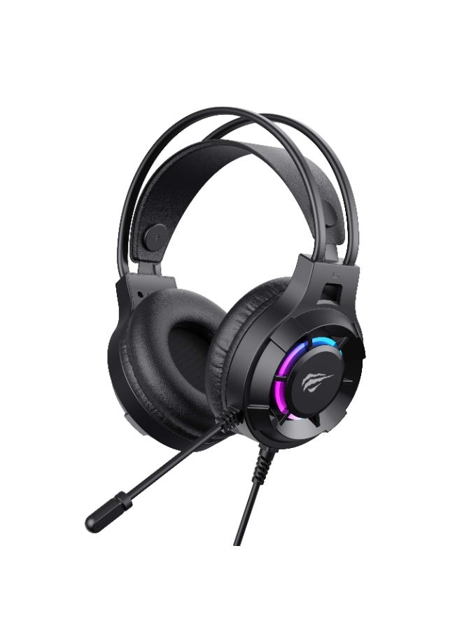هافيت سماعة الألعاب السلكية Havit H2049D RGB فوق الأذن مع ميكروفون قابل للفصل وصوت محيطي 3.5 مم - Image 1