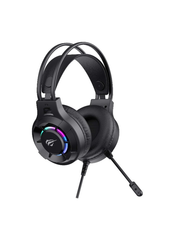 هافيت سماعة الألعاب السلكية Havit H2049D RGB فوق الأذن مع ميكروفون قابل للفصل وصوت محيطي 3.5 مم - Image 2