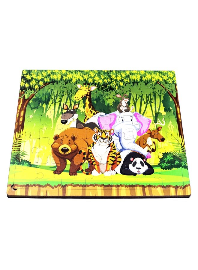 CRAFTICK Wild Animal Jigsaw Wooden Puzzle for Kids of Age 3-7 Years - 35 Pcs | Jungle Jigsaw Puzzles for Childeren | Educational Toy for The Kids Age 3+| Boost Memory Skills (Wild Animal) - Image 4