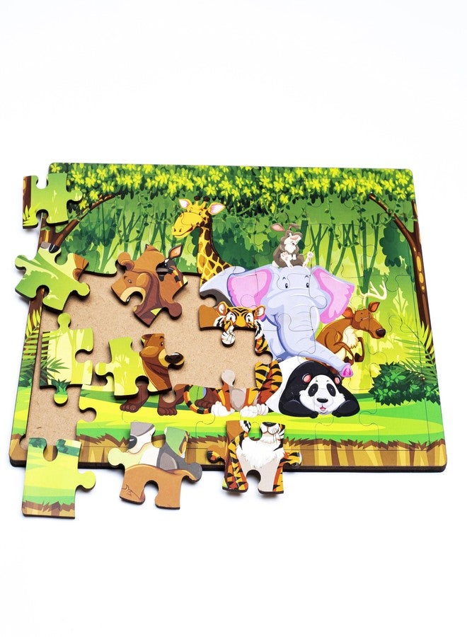 CRAFTICK Wild Animal Jigsaw Wooden Puzzle for Kids of Age 3-7 Years - 35 Pcs | Jungle Jigsaw Puzzles for Childeren | Educational Toy for The Kids Age 3+| Boost Memory Skills (Wild Animal) - Image 2