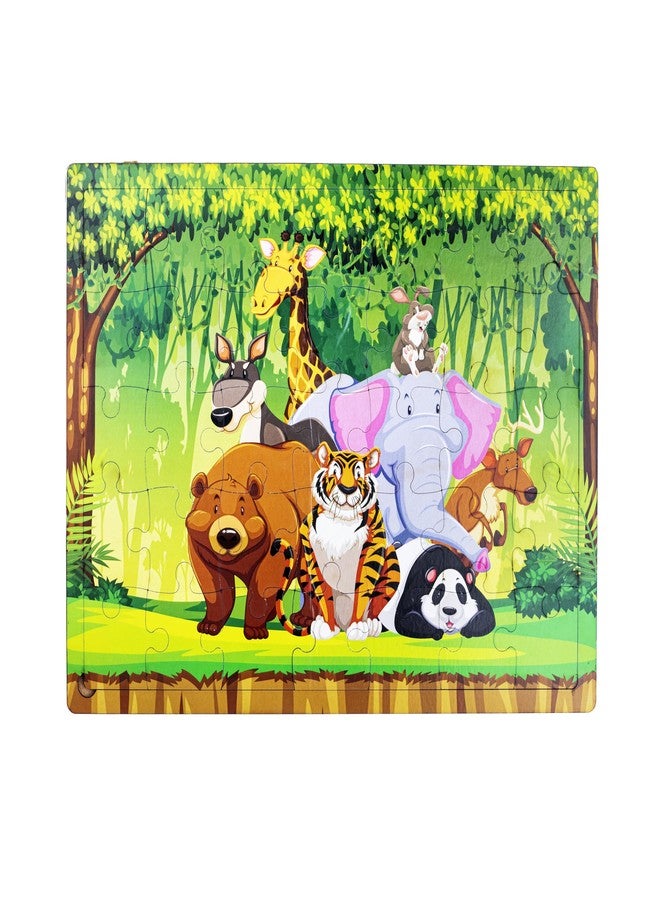 CRAFTICK Wild Animal Jigsaw Wooden Puzzle for Kids of Age 3-7 Years - 35 Pcs | Jungle Jigsaw Puzzles for Childeren | Educational Toy for The Kids Age 3+| Boost Memory Skills (Wild Animal) - Image 1