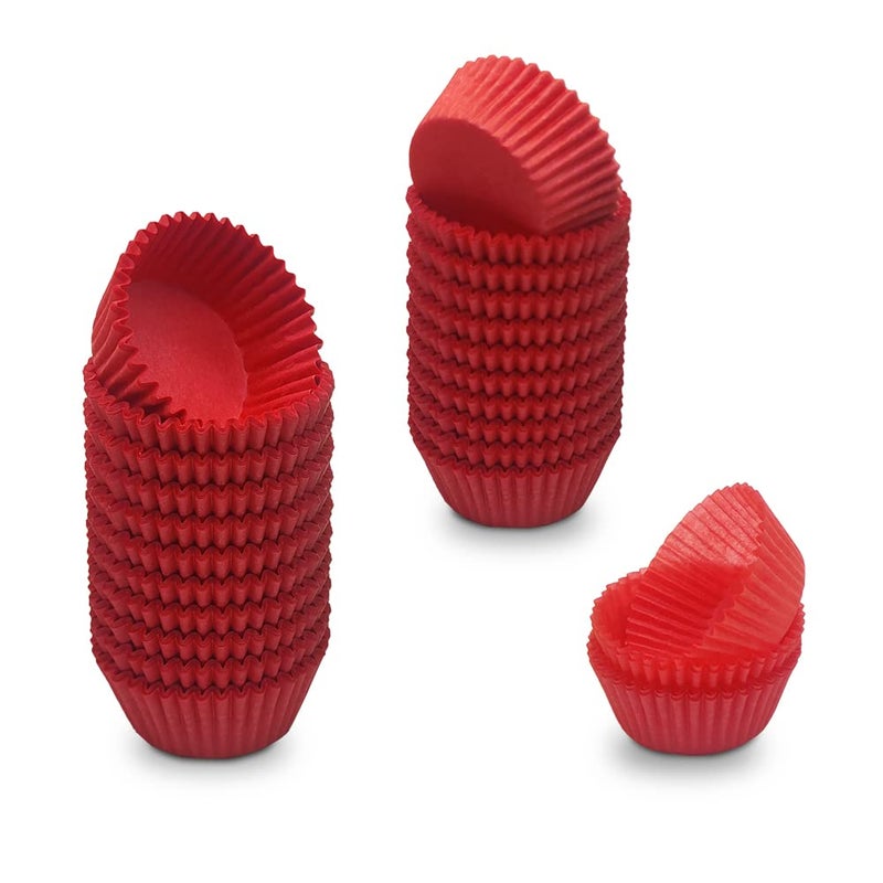 Mombake Mombake Red Mini Cupcake Liners Natural Greaseproof Paper Muffin Baking Cups 500Count 