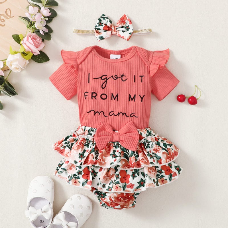 Mioglrie Newborn Baby Girl Clothes Romper Shorts Set Baby Girl Stuff Gifts Baby Girls' Clothing Summer Baby Girl Outfits Orange Baby Clothes Girl 0-3 Months - Image 3