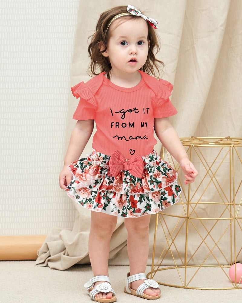 Mioglrie Newborn Baby Girl Clothes Romper Shorts Set Baby Girl Stuff Gifts Baby Girls' Clothing Summer Baby Girl Outfits Orange Baby Clothes Girl 0-3 Months - Image 2